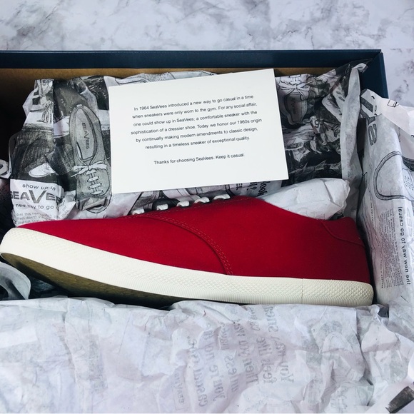 SeaVees Womens Shoes Palm Ave Sneakers Plimsoll Size 9.5 Cherry Cotton Canvas - Picture 12 of 16